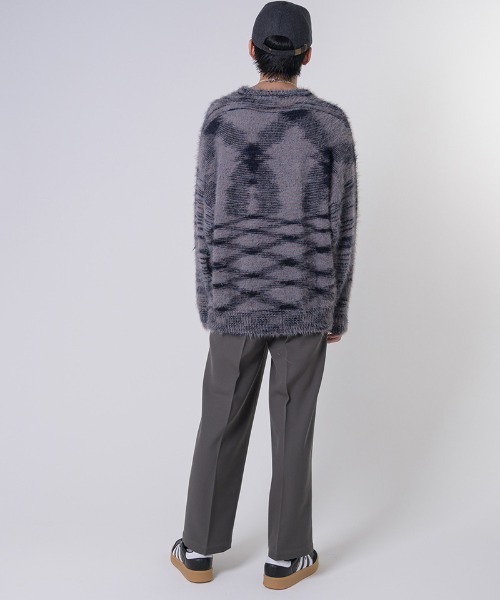 EFFECTEN(エフェクテン)の「mn3029-Arch Logo Shaggy Knit シャギーニット(ニット/セーター・メンズ・グレー系その他/ネイビー系・FREE)」の10枚目の写真