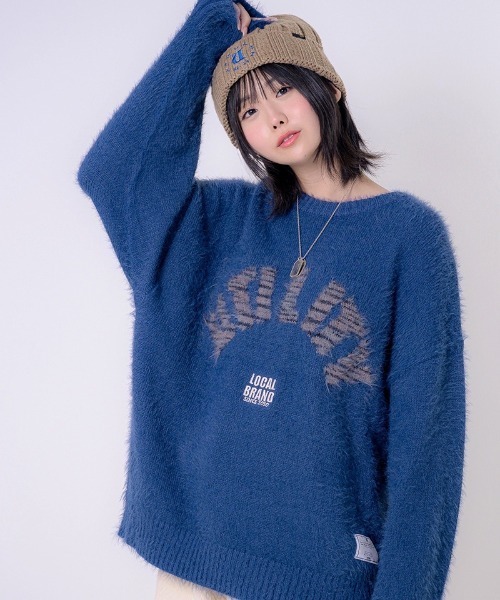 EFFECTEN(エフェクテン)の「mn3029-Arch Logo Shaggy Knit シャギーニット(ニット/セーター・メンズ・グレー系その他/ネイビー系・FREE)」の11枚目の写真