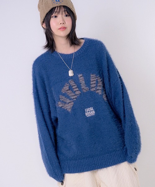 EFFECTEN(エフェクテン)の「mn3029-Arch Logo Shaggy Knit シャギーニット(ニット/セーター・メンズ・グレー系その他/ネイビー系・FREE)」の12枚目の写真
