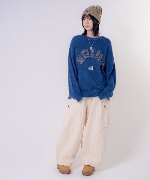 EFFECTEN(エフェクテン)の「mn3029-Arch Logo Shaggy Knit シャギーニット(ニット/セーター・メンズ・グレー系その他/ネイビー系・FREE)」の14枚目の写真