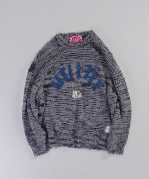 EFFECTEN(エフェクテン)の「mn3029-Arch Logo Shaggy Knit シャギーニット(ニット/セーター・メンズ・グレー系その他/ネイビー系・FREE)」の15枚目の写真