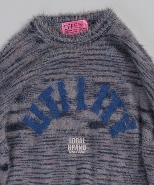 EFFECTEN(エフェクテン)の「mn3029-Arch Logo Shaggy Knit シャギーニット(ニット/セーター・メンズ・グレー系その他/ネイビー系・FREE)」の16枚目の写真