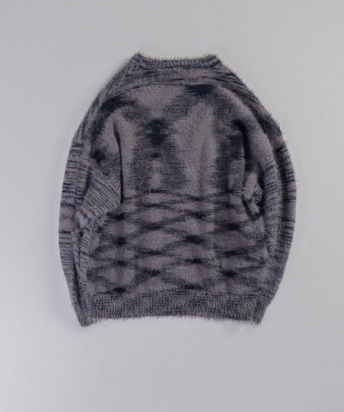EFFECTEN(エフェクテン)の「mn3029-Arch Logo Shaggy Knit シャギーニット(ニット/セーター・メンズ・グレー系その他/ネイビー系・FREE)」の18枚目の写真