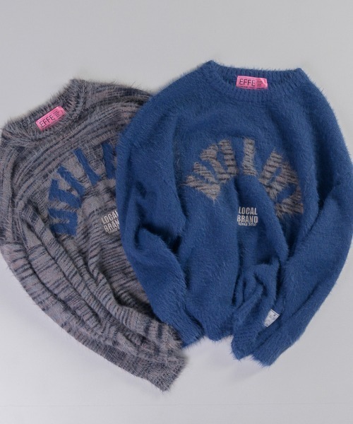 EFFECTEN(エフェクテン)の「mn3029-Arch Logo Shaggy Knit シャギーニット(ニット/セーター・メンズ・グレー系その他/ネイビー系・FREE)」の22枚目の写真