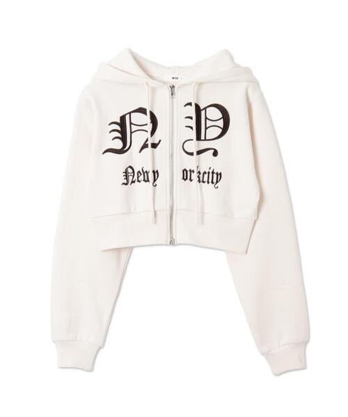 WEGO(ウィゴー)の「WEGO/グラフィック裏起毛ショートZIPパーカー(パーカー・レディース・ダークグレー/アイボリー・FREE)」の19枚目の写真