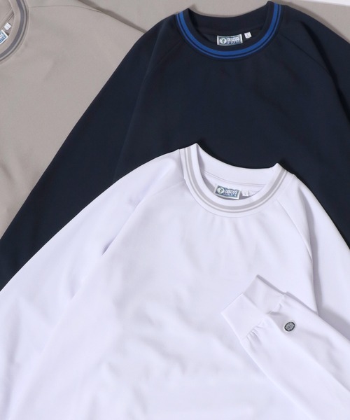 DISCUS（ディスカス）の「DISCUS/ディスカス オーバーサイズ アムンゼン リブライン ロゴワッペン刺繍 無地 フロント刺繍 バックプリント 長袖Tシャツ ロンT レディース メンズ（Tシャツ/カットソー・メンズ・グレイッシュベージュ/ブルーグリーン/ブルー系その他2/ダークグリーン/ブラック系その他/ホワイト/ホワイト系その他/ベージュ系その他/スミクロ/ネイビー/ブルー系その他/グリーン系その他・M/LL/L）」の2枚目の写真