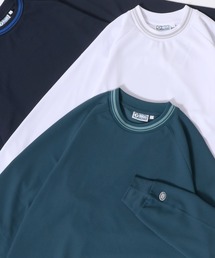 DISCUS（ディスカス）の「DISCUS/ディスカス オーバーサイズ アムンゼン リブライン ロゴワッペン刺繍 無地 フロント刺繍 バックプリント 長袖Tシャツ ロンT レディース メンズ（Tシャツ/カットソー）」