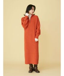 Ungrid | 【WEB限定】ハイネックジップニットワンピース(ワンピース)