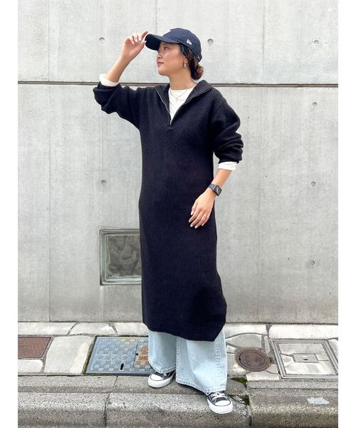 Ungrid(アングリッド)の「【WEB限定】ハイネックジップニットワンピース(ワンピース・レディース・オレンジ/ブラック/アイボリー・FREE)」の17枚目の写真