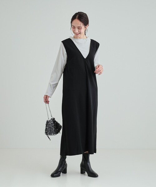 SHOO・LA・RUE（シューラルー）の「◆深Vですっきり見え 後ろリボン ジャンドレ（ワンピース・レディース・スミクロ/ブラック・04/03/02）」の17枚目の写真