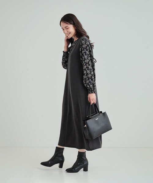 SHOO・LA・RUE（シューラルー）の「◆深Vですっきり見え 後ろリボン ジャンドレ（ワンピース・レディース・スミクロ/ブラック・04/03/02）」の3枚目の写真