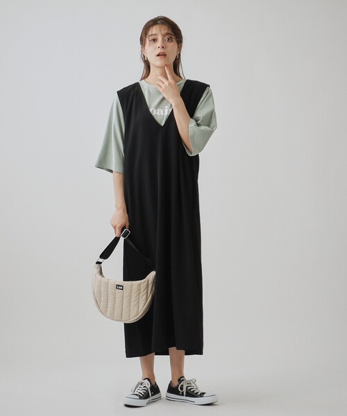 SHOO・LA・RUE（シューラルー）の「◆深Vですっきり見え 後ろリボン ジャンドレ（ワンピース・レディース・スミクロ/ブラック・04/03/02）」の15枚目の写真