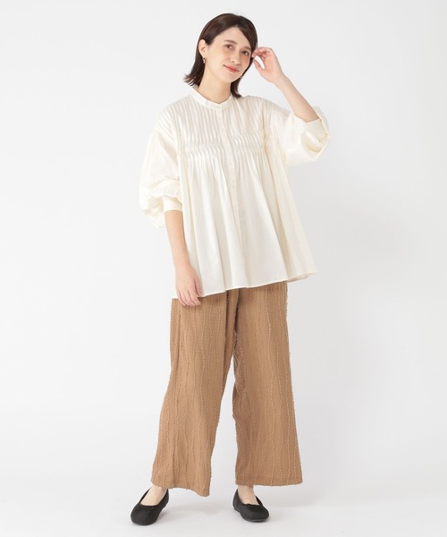 machatt マチャット ピンタックボリュームブラウス ベージュ