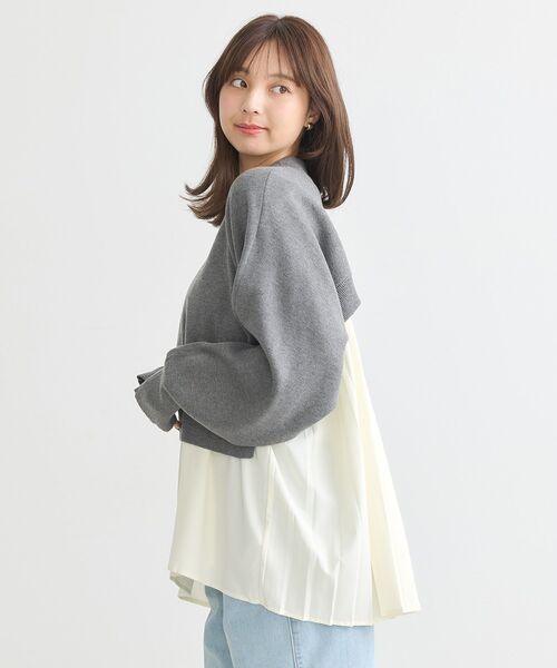 earth music&ecology(アースミュージックアンドエコロジー)の「ドッキングプリーツニット(チュニック・レディース・ブラック/杢グレー/ピンク・FREE)」の4枚目の写真