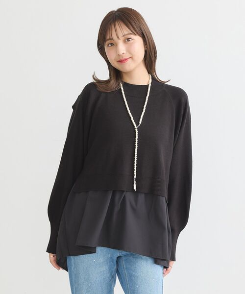 earth music&ecology(アースミュージックアンドエコロジー)の「ドッキングプリーツニット(チュニック・レディース・ブラック/杢グレー/ピンク・FREE)」の17枚目の写真