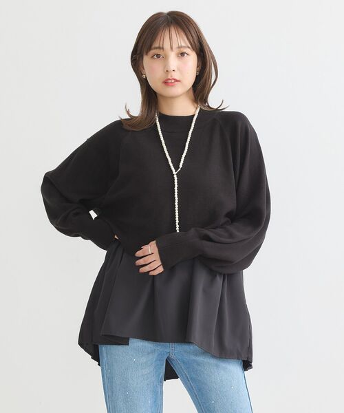 earth music&ecology(アースミュージックアンドエコロジー)の「ドッキングプリーツニット(チュニック・レディース・ブラック/杢グレー/ピンク・FREE)」の18枚目の写真