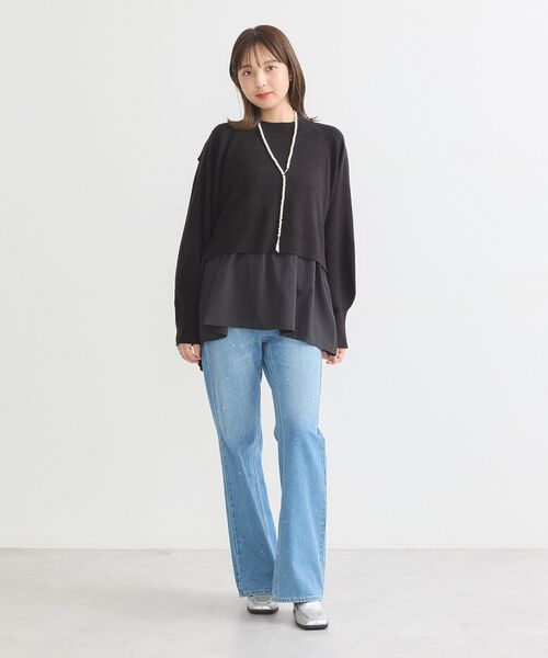 earth music&ecology(アースミュージックアンドエコロジー)の「ドッキングプリーツニット(チュニック・レディース・ブラック/杢グレー/ピンク・FREE)」の19枚目の写真