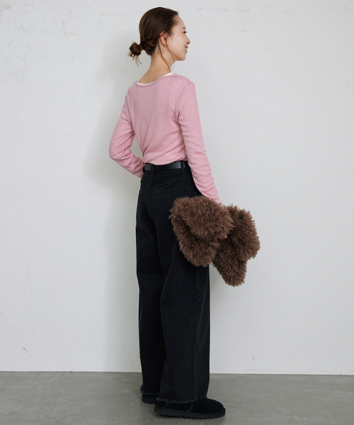 SLOBE IENA（スローブイエナ）の「ソフトコットンクルーネック（Tシャツ/カットソー・レディース・ピンク系その他/ライトグレー/ホワイト/ネイビー・FREE）」の8枚目の写真