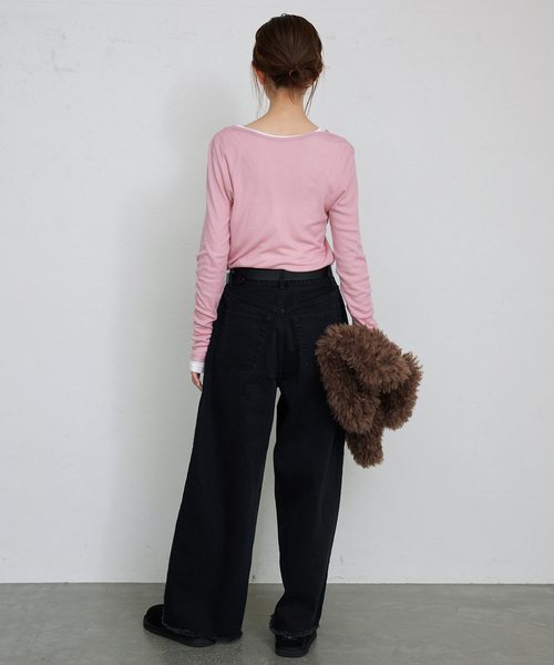 SLOBE IENA（スローブイエナ）の「ソフトコットンクルーネック（Tシャツ/カットソー・レディース・ピンク系その他/ライトグレー/ホワイト/ネイビー・FREE）」の9枚目の写真