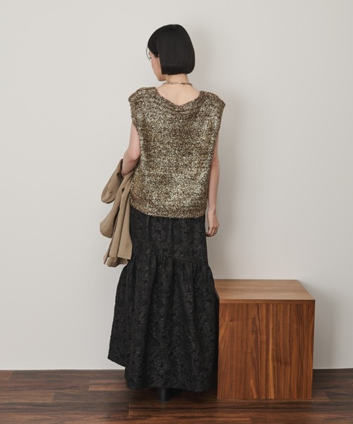 Shelly island(シェリーアイランド)の「ラウンドヘムジャガードスカート(スカート・レディース・ブラック/ブルー/マスタード・FREE)」の10枚目の写真