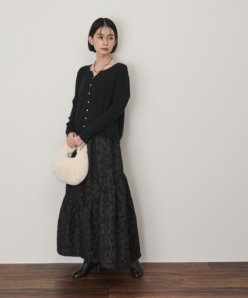 Shelly island(シェリーアイランド)の「ラウンドヘムジャガードスカート(スカート・レディース・ブラック/ブルー/マスタード・FREE)」の12枚目の写真