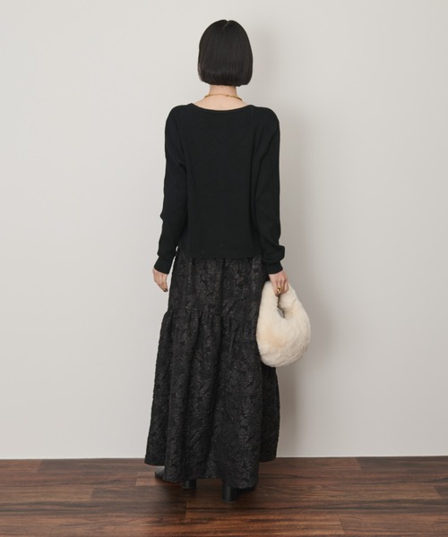 Shelly island(シェリーアイランド)の「ラウンドヘムジャガードスカート(スカート・レディース・ブラック/ブルー/マスタード・FREE)」の13枚目の写真