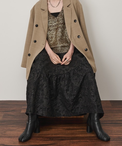 Shelly island(シェリーアイランド)の「ラウンドヘムジャガードスカート(スカート・レディース・ブラック/ブルー/マスタード・FREE)」の6枚目の写真