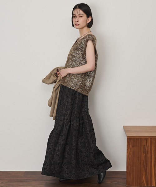 Shelly island(シェリーアイランド)の「ラウンドヘムジャガードスカート(スカート・レディース・ブラック/ブルー/マスタード・FREE)」の9枚目の写真