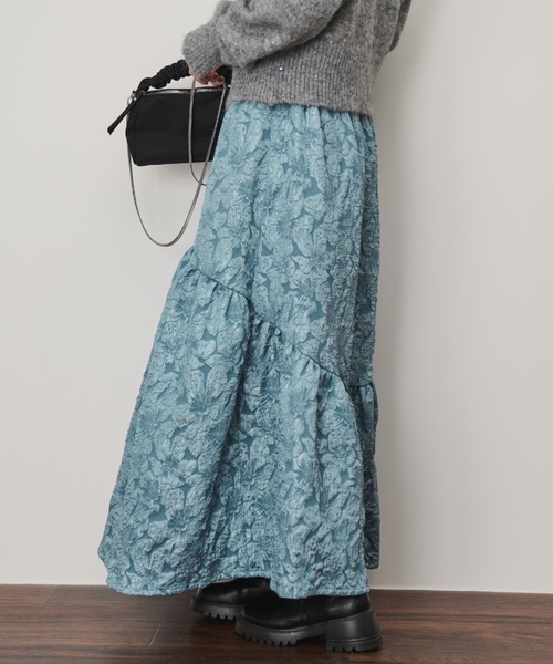 Shelly island(シェリーアイランド)の「ラウンドヘムジャガードスカート(スカート・レディース・ブラック/ブルー/マスタード・FREE)」の15枚目の写真