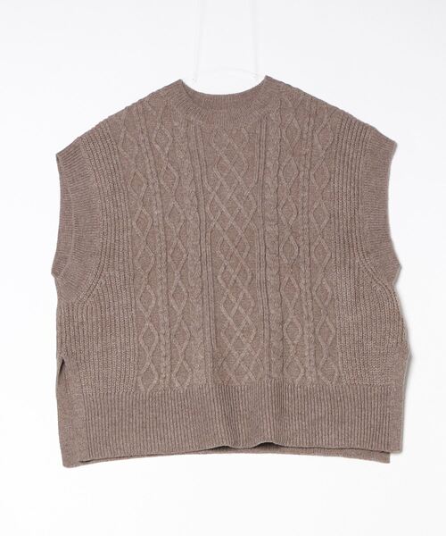 TOKYO SHIRTS（トウキョウシャツ）の「ラム混ケーブルレディースニットベスト（ベスト・レディース・グリーン/モカ/ブラック・L/M）」の3枚目の写真