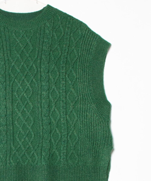 TOKYO SHIRTS（トウキョウシャツ）の「ラム混ケーブルレディースニットベスト（ベスト・レディース・グリーン/モカ/ブラック・L/M）」の5枚目の写真