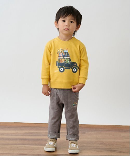 kladskap(クレードスコープ)の「ドライブザウルストレーナー(スウェット・キッズ・マスタード/エメラルド・90cm/100cm/110cm/120cm/130cm)」の4枚目の写真