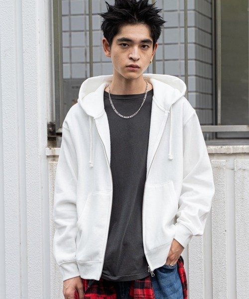 WEGO(ウィゴー)の「WEGO/リラックスフィットバックロゴジップパーカー(パーカー・メンズ・ホワイト/ブラック/杢グレー・SMALL/MEDIUM/LARGE)」の4枚目の写真