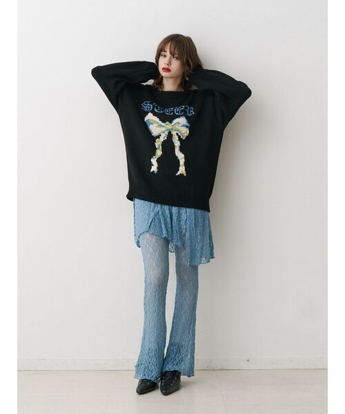 jouetie（ジュエティ）の「リボンジャガードルーズニット/赤ニット（ニット/セーター・レディース・ブラック/グレー/レッド・MEDIUM）」の20枚目の写真