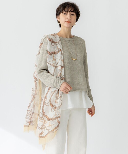 23区(ニジュウサンク)の「スカーフプリント ストール(ストール/ショール・レディース・グリーン系5/ブラウン系5・F)」の2枚目の写真