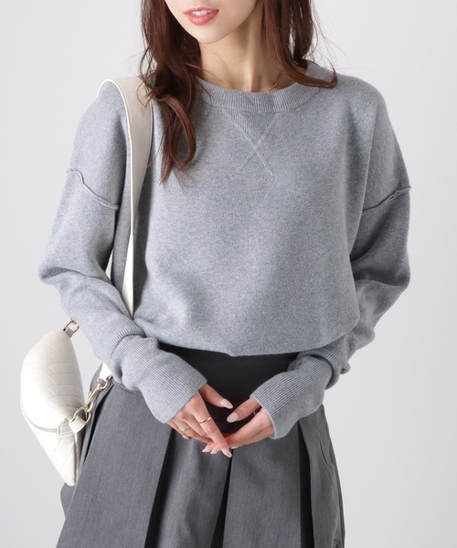 Lace Ladies(レースレディース)の「ラウンドネック ドロップショルダー 長袖 ニット プルオーバー(ニット/セーター・レディース・ブラック/グレー/アイボリー/ダークグレー・S/FREE)」の19枚目の写真