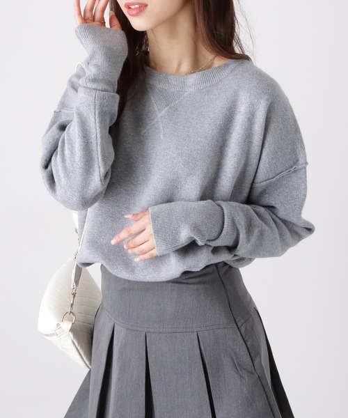 Lace Ladies(レースレディース)の「ラウンドネック ドロップショルダー 長袖 ニット プルオーバー(ニット/セーター・レディース・ブラック/グレー/アイボリー/ダークグレー・S/FREE)」の18枚目の写真