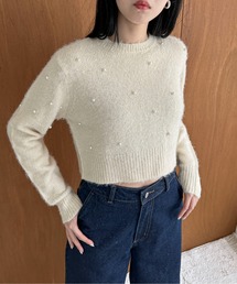 feepur | 【ハンドウォッシャブル】パールクロップドニット(ニット/セーター)