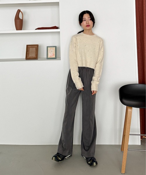 feepur（フェピュール）の「【ハンドウォッシャブル】パールクロップドニット（ニット/セーター・レディース・ブラック/オフホワイト/グレー・MEDIUM）」の14枚目の写真