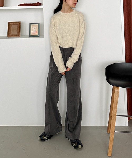 feepur（フェピュール）の「【ハンドウォッシャブル】パールクロップドニット（ニット/セーター・レディース・ブラック/オフホワイト/グレー・MEDIUM）」の15枚目の写真