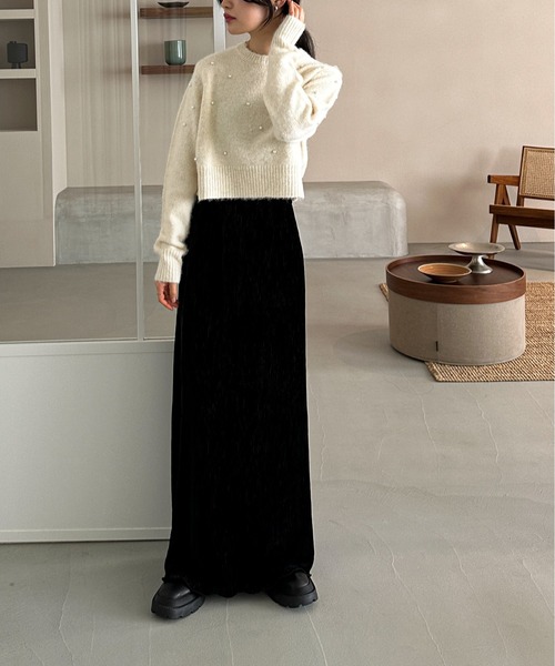 feepur（フェピュール）の「【ハンドウォッシャブル】パールクロップドニット（ニット/セーター・レディース・ブラック/オフホワイト/グレー・MEDIUM）」の20枚目の写真