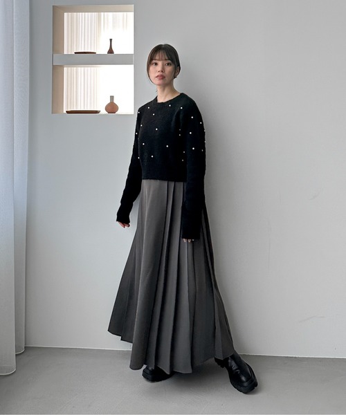 feepur（フェピュール）の「【ハンドウォッシャブル】パールクロップドニット（ニット/セーター・レディース・ブラック/オフホワイト/グレー・MEDIUM）」の22枚目の写真