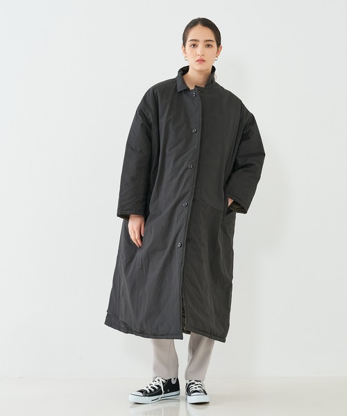 Yarmo（ヤーモ）の「【yarmo/ヤーモ】Quilting Lab Coat キルティングラボコート（ステンカラーコート・レディース・オフホワイト/ブラック・フリー）」の7枚目の写真