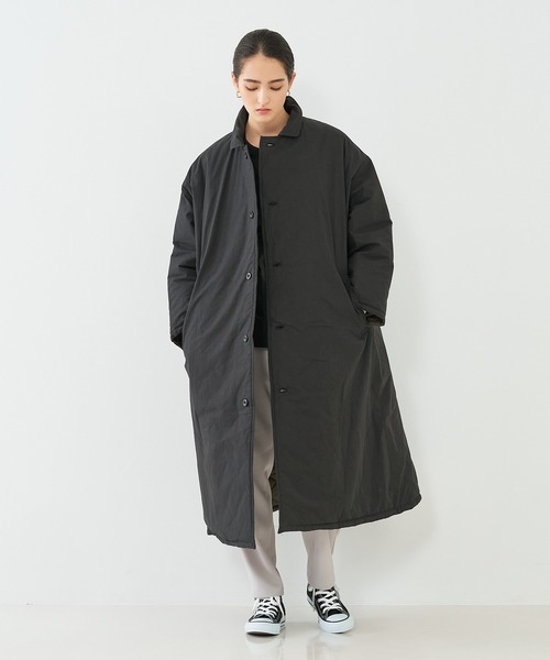 Yarmo（ヤーモ）の「【yarmo/ヤーモ】Quilting Lab Coat キルティングラボコート（ステンカラーコート・レディース・オフホワイト/ブラック・フリー）」の8枚目の写真