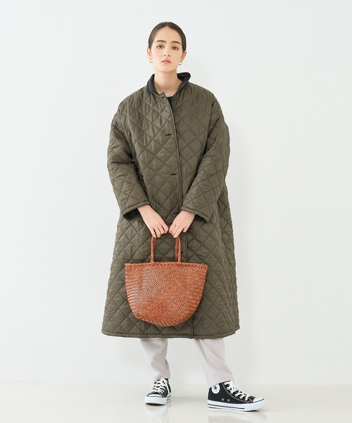 Yarmo（ヤーモ）の「【yarmo/ヤーモ】Quilting Lab Coat キルティングラボコート（ステンカラーコート・レディース・オフホワイト/ブラック・フリー）」の10枚目の写真