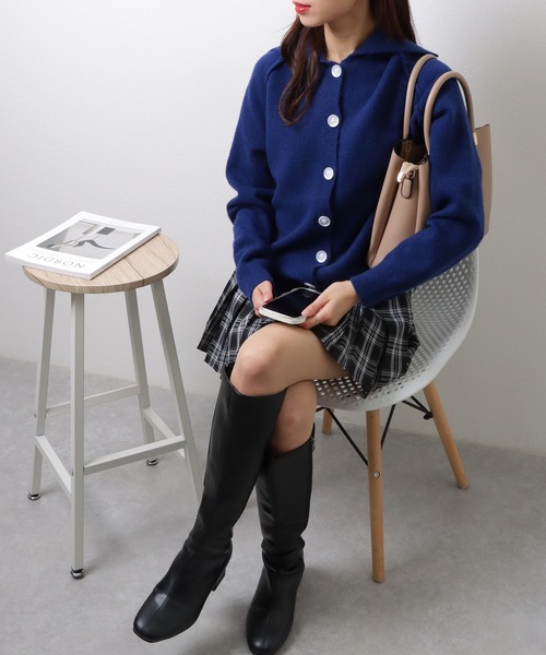 Lace Ladies(レースレディース)の「オーバーサイズ ラグランスリーブ フロントボタン 襟付き ニット カーディガン トップス(カーディガン/ボレロ・レディース・グレー/ネイビー/マスタード/ブラウン・FREE)」の6枚目の写真
