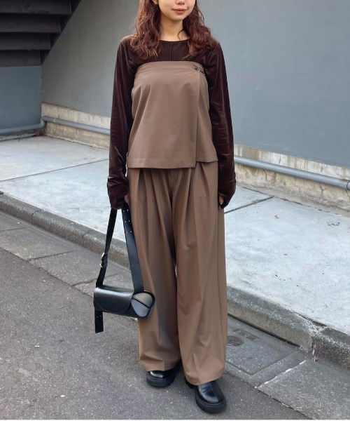 1chaku.（イッチャク）の「センタータックワイドスラックスパンツ【セットアップ可能】（その他パンツ・レディース・チャコールグレー/ブラック/ブラウン/ダークブラウン/グレー/グレー×ホワイト/ネイビー×ホワイト・マルチサイズ）」の10枚目の写真