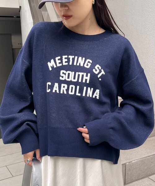 CIAOPANIC TYPY（チャオパニックティピー）の「カレッジロゴジャガードニット（ニット/セーター・レディース・ネイビー/ベージュ/グレー/オフホワイト/バーガンディー・ONE SIZE）」の13枚目の写真