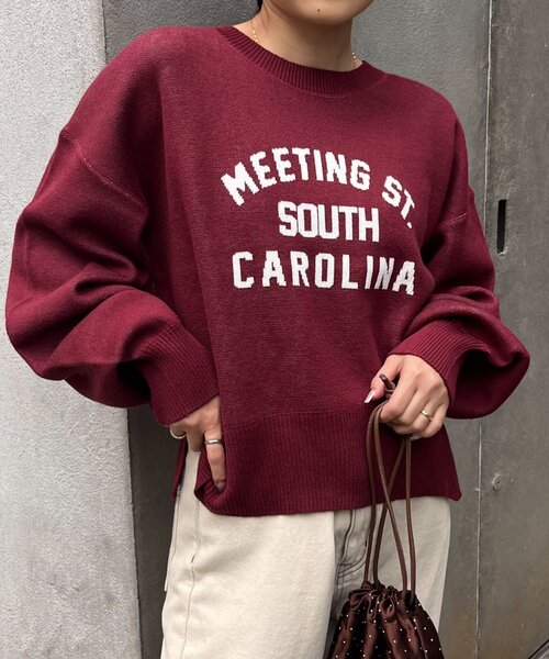 CIAOPANIC TYPY（チャオパニックティピー）の「カレッジロゴジャガードニット（ニット/セーター・レディース・ネイビー/ベージュ/グレー/オフホワイト/バーガンディー・ONE SIZE）」の20枚目の写真