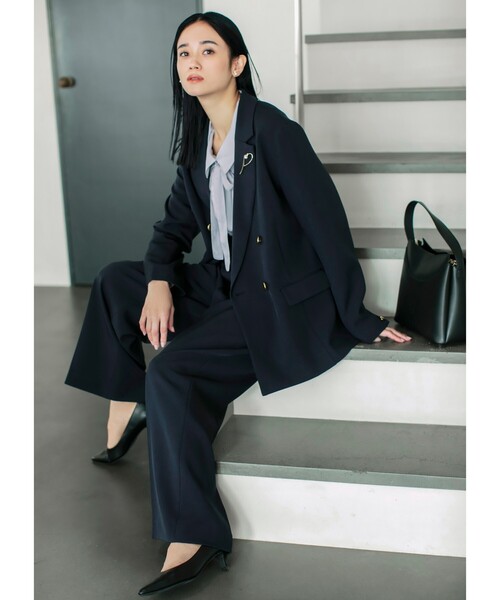 THE SHOP TK （ザ ショップ ティーケー ）の「【ONOFF活躍／セレモニー／通勤】CAVIAN Wブレストジャケット／洗える（テーラードジャケット・レディース・チャコールグレー/ネイビー・11/13/12）」の5枚目の写真